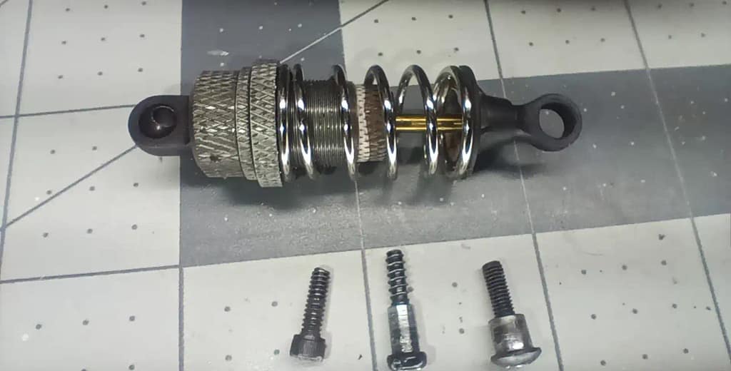 Losi JRX-S oil shock used as an upgrade for the Tamiya TT-02