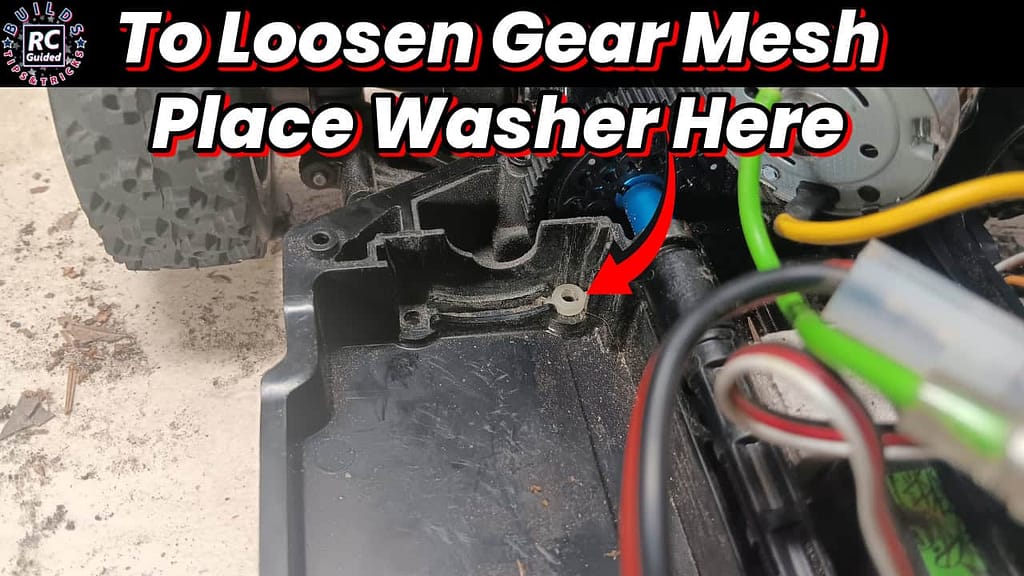 Place washer here to loosen the gear mesh for TT-02 using stock motor plate