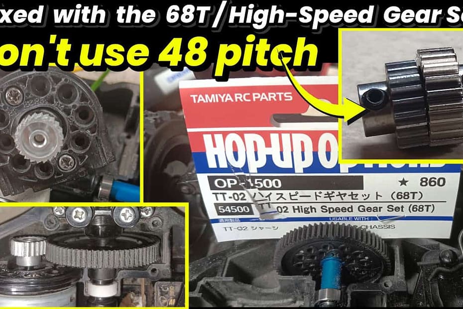 (TT-02) Strip Spur & Pinion (Fixed) - High Speed Gear Set 68T (+Tips For Gear Mesh!)