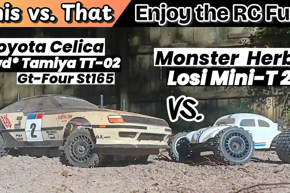 [This Vs That] Tamiya TT-02 (2WD Celica GT-Four) vs Losi Mini-T Monster Herbie) Backyard Rally Battle